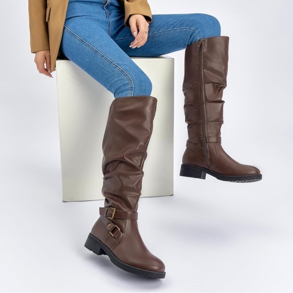 NWOB STYLE & CO Marliee Riding Boots in Brown Size 6.5 - Picture 7 of 12